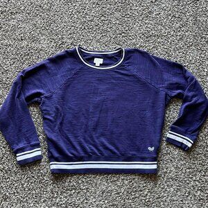 Jcrew Purple White Vintage Fleece Women Small Sweatshirt, 100% Cotton, Tennis